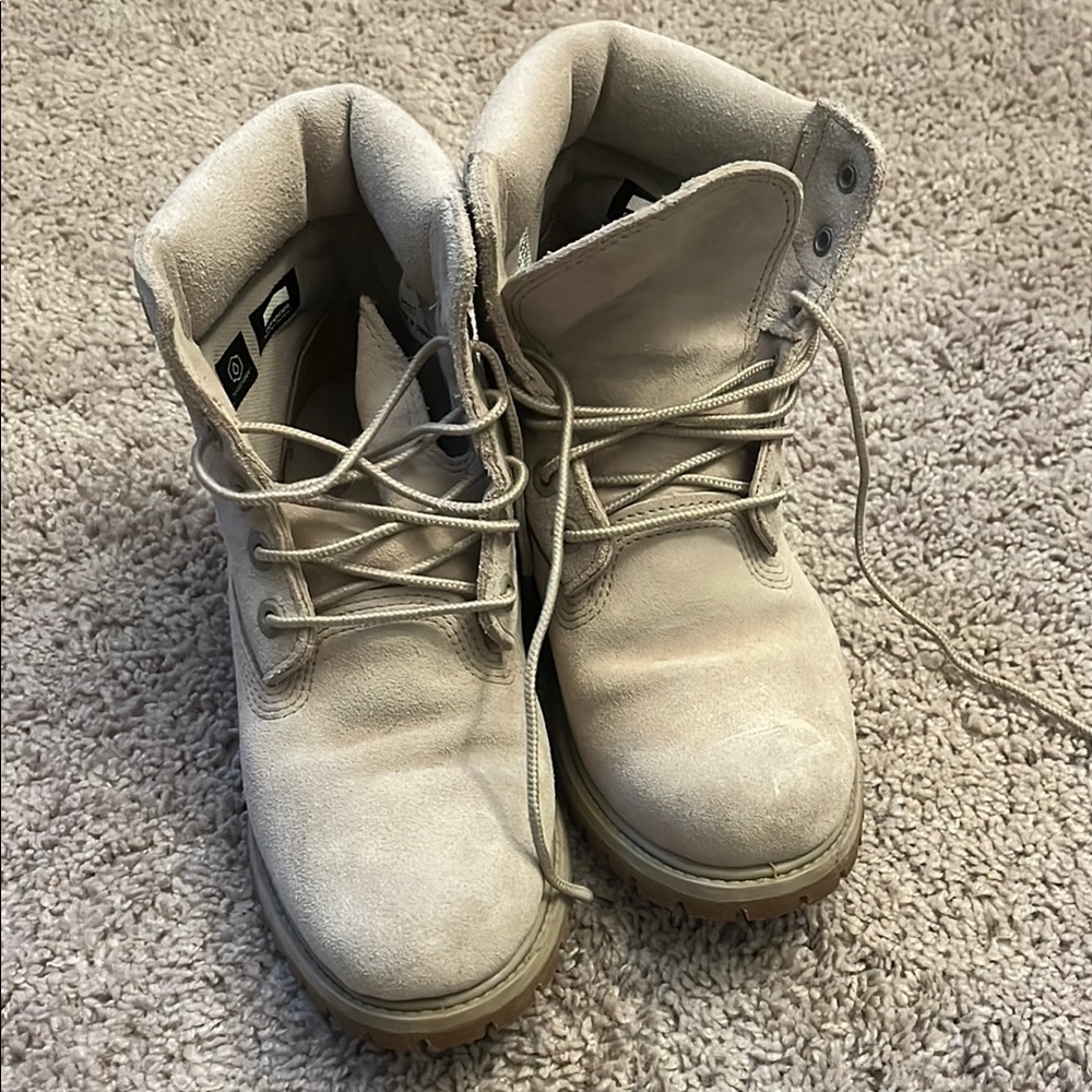 Cream Lace-Up Boots